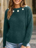 Hand-crocheted round neck casual sweater