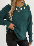 Hand-crocheted round neck casual sweater