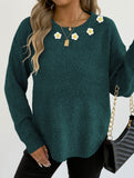 Hand-crocheted round neck casual sweater