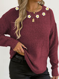 Hand-crocheted round neck casual sweater