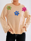 Casual long-sleeved top crew neck pullover sweater