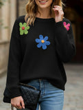 Casual long-sleeved top crew neck pullover sweater