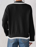 Lapel stitching pullover sweater