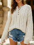 Loose solid color pullover cropped sweater