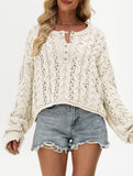 Loose solid color pullover cropped sweater