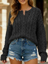 Loose solid color pullover cropped sweater