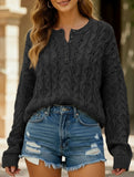 Loose solid color pullover cropped sweater