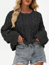 Loose solid color pullover cropped sweater