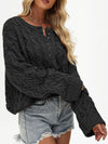 Loose solid color pullover cropped sweater