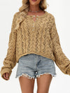 Loose solid color pullover cropped sweater
