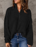 Loose high-neck ribbed pullover sweater