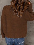 Loose high-neck ribbed pullover sweater