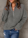 Loose high-neck ribbed pullover sweater