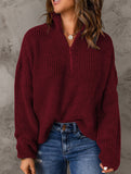 Loose high-neck ribbed pullover sweater