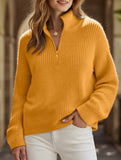 Loose high-neck ribbed pullover sweater