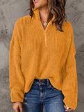Loose high-neck ribbed pullover sweater