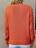 Loose V-neck hollow knit sweater