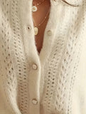 hollow V-neck cardigan sweater