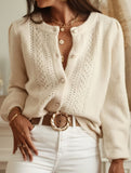 hollow V-neck cardigan sweater