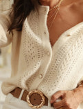 hollow V-neck cardigan sweater