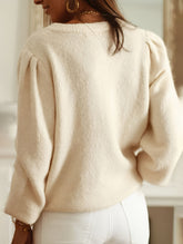 hollow V-neck cardigan sweater