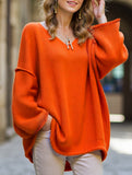 Fashionable V-neck long-sleeved sweater