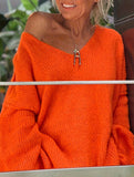 Fashionable V-neck long-sleeved sweater
