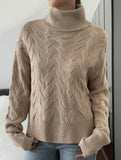 Casual solid color wool long-sleeved sweater