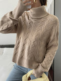 Casual solid color wool long-sleeved sweater