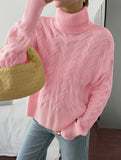 Casual solid color wool long-sleeved sweater