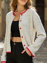 Casual contrast color sweater knitted cardigan