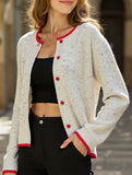 Casual contrast color sweater knitted cardigan