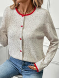 Casual contrast color sweater knitted cardigan
