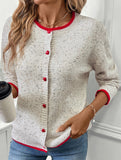 Casual contrast color sweater knitted cardigan