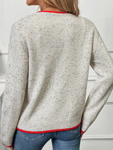 Casual contrast color sweater knitted cardigan