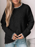 Versatile crew neck casual long-sleeved sweater