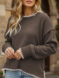 Versatile crew neck casual long-sleeved sweater