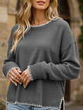 Versatile crew neck casual long-sleeved sweater