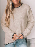 Versatile crew neck casual long-sleeved sweater