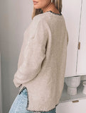 Versatile crew neck casual long-sleeved sweater
