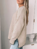 Versatile crew neck casual long-sleeved sweater