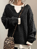 Casual knitted cable-knit sweater