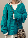 Casual knitted cable-knit sweater
