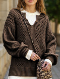 Casual knitted cable-knit sweater