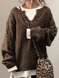 Casual knitted cable-knit sweater