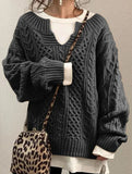 Casual knitted cable-knit sweater