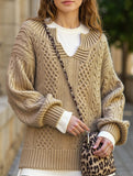 Casual knitted cable-knit sweater