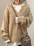 Casual knitted cable-knit sweater