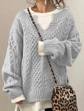 Casual knitted cable-knit sweater