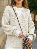 Casual knitted cable-knit sweater